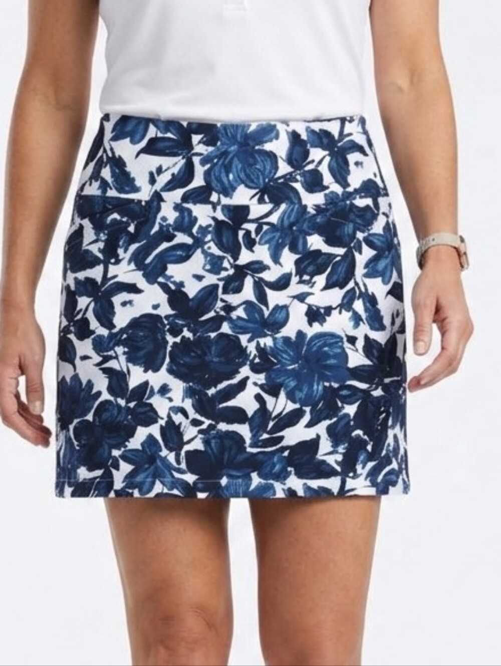 S.C. & CO. NWT Navy Floral 360° Tummy Control Skort Size L 18.5" Golf Tennis